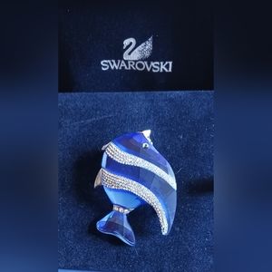 Vintage Swarvoski Crystal Colina Blue Fish Brooch / Pin